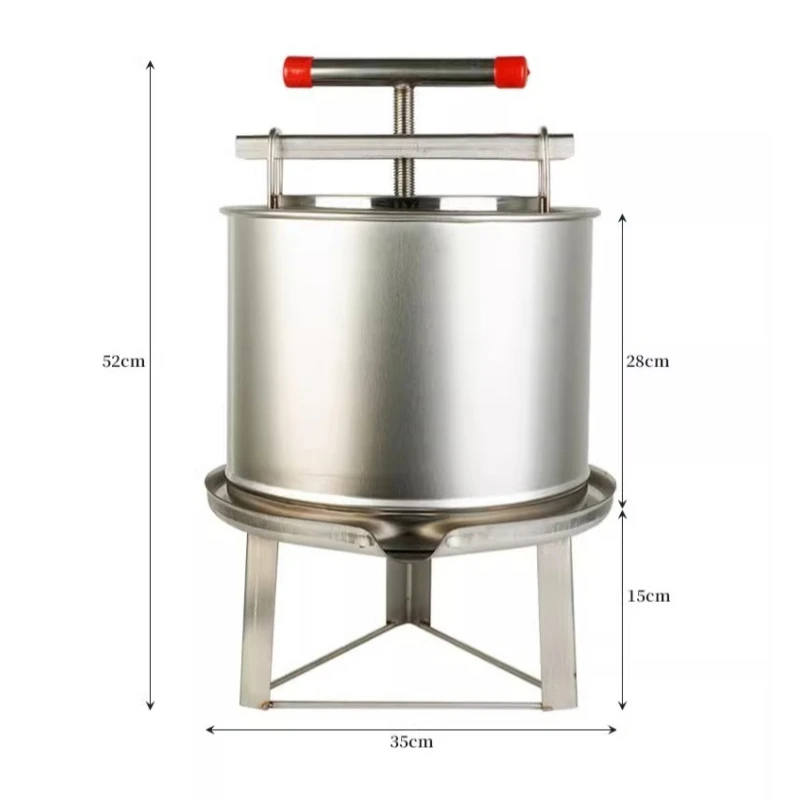 Honey Press New Stainless Steel Small Household Wax Press Honey Sugar Press Wine Spillproof Outside Bucket