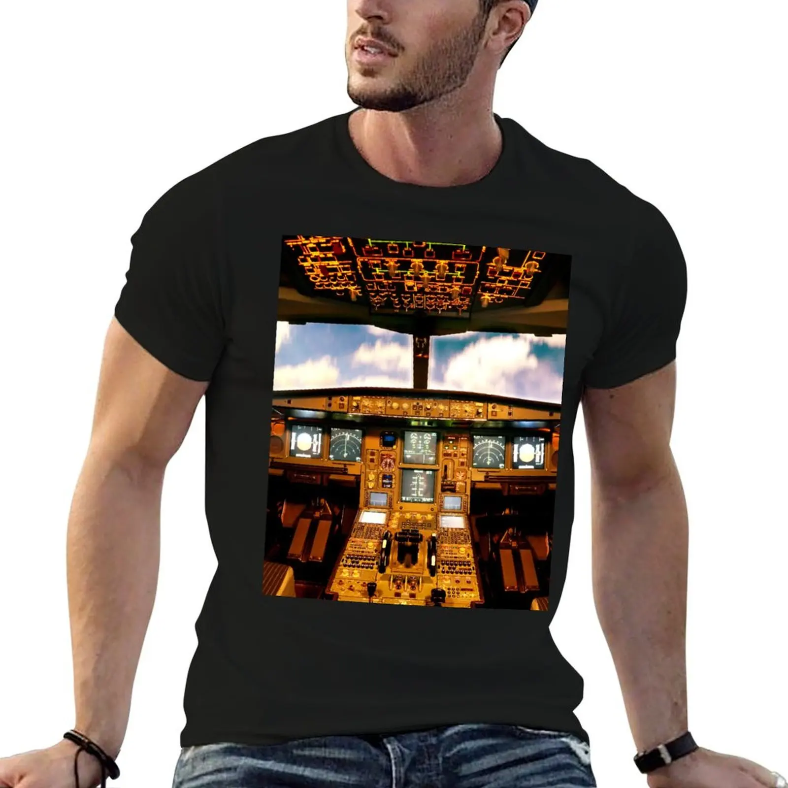 

AVIATION #34 - Airliner Cockpit in Color T-Shirt funny t shirts cotton cotton t shirt man T-Shirt