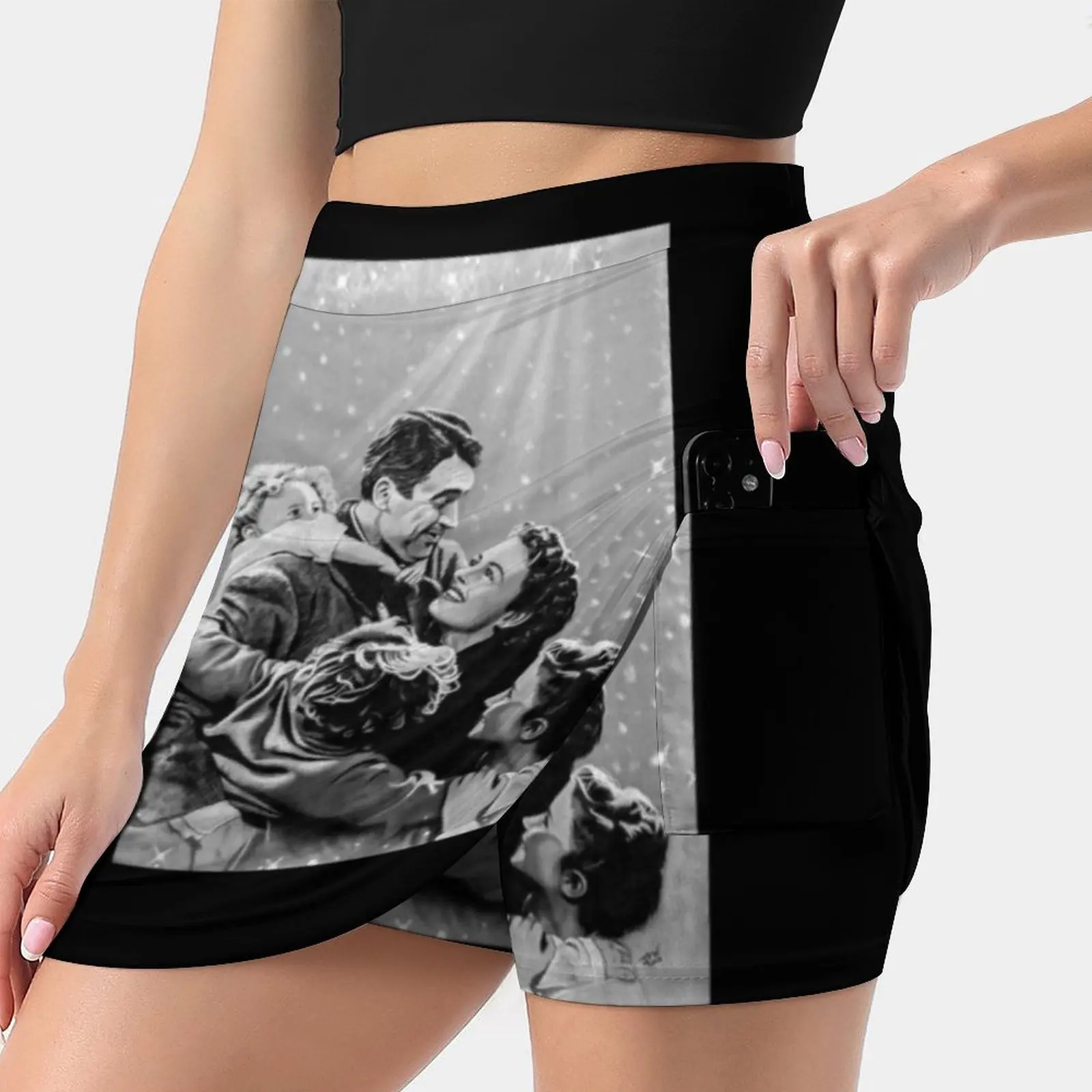 

It'S A Wonderful Life Women's skirt Mini Skirts A Line Skirt With Hide Pocket Its A Wonderful Life Christmas Movie Silver