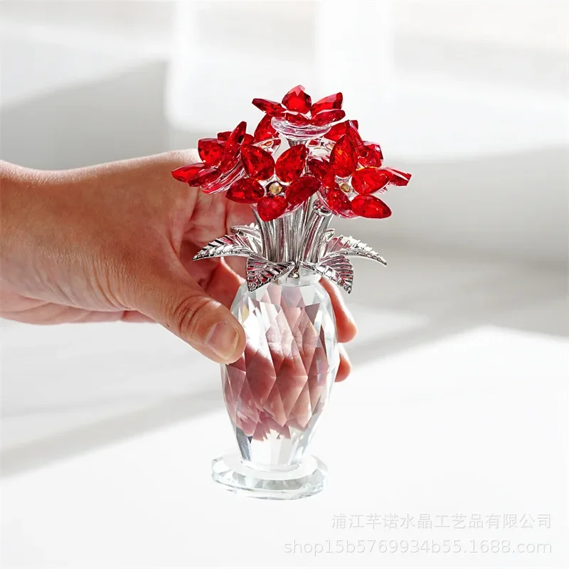 Crystal Hydrangea Ornament Blue Crystal Flower Decor Symbolism Gift For Home Decor Special Occasions Crystal Vase Gift Decor