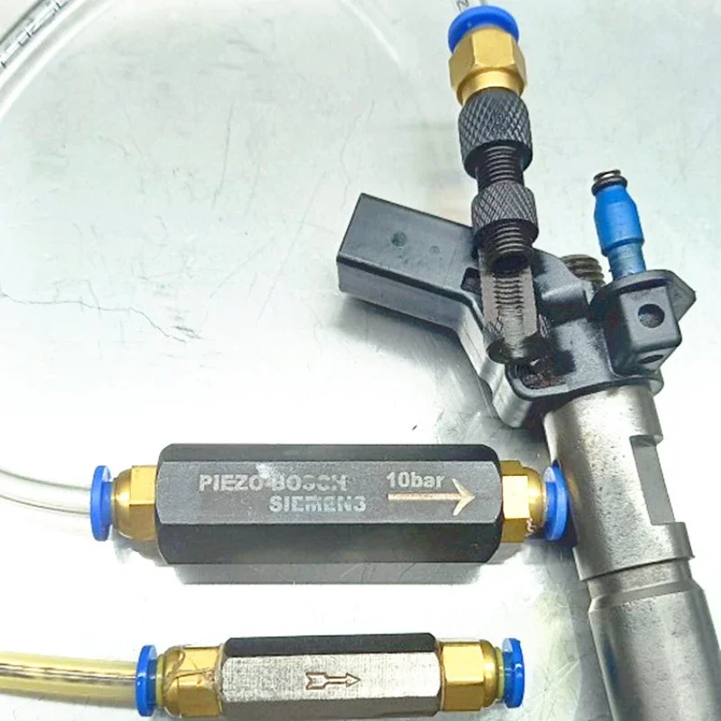 Free Shipping 10bars Pressure Piezo Injector Test Oil Return Check Valve Booster  with Tube Quick Connect Joint Repair Tool