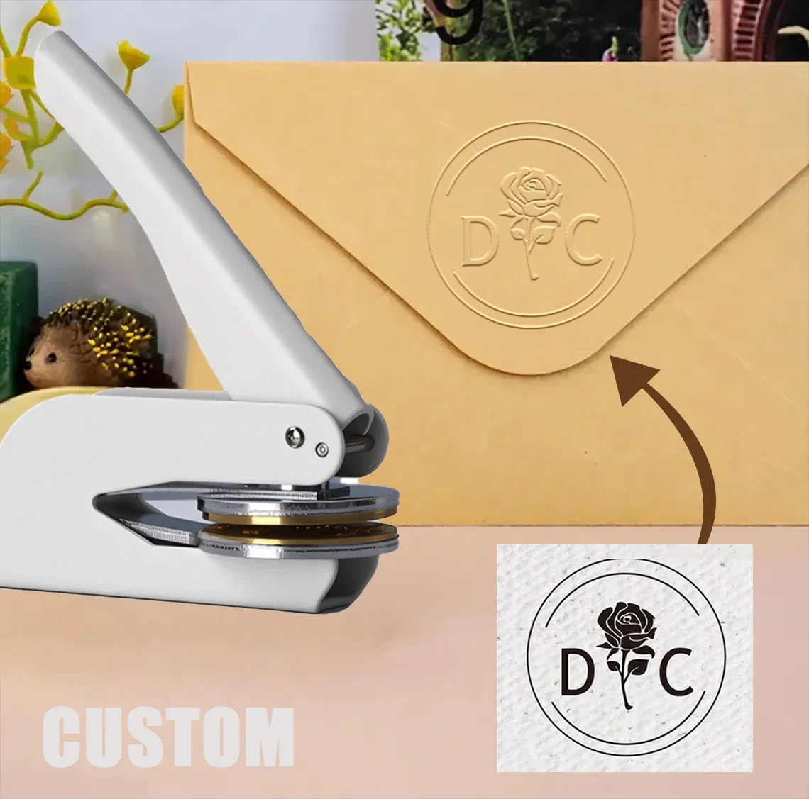 

Embosser Stamp LOGO Customized Wedding Library Book Private Seals Customization Envelope Party Invitation Colour Handle DIY