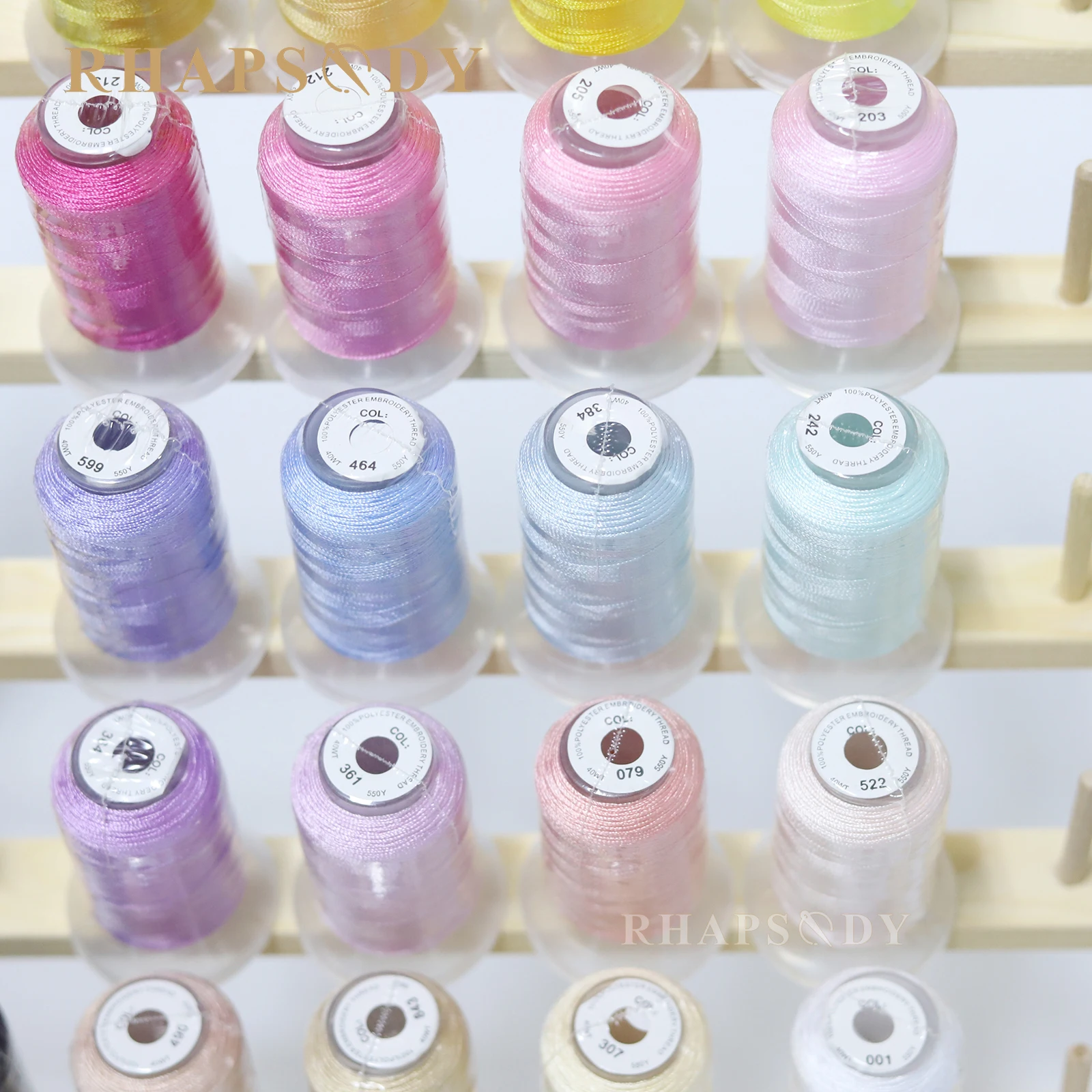 Rhapsody 60 Colors Polyester Embroidery Thread Kit - 500M Spools For Machine Embroidery