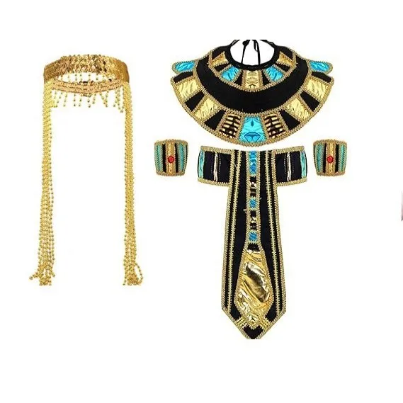 Egyptische kostuumaccessoires set Egyptische farao-hoofddeksel Egyptische kraag polsbandjes voor Halloween rollenspel cosplay