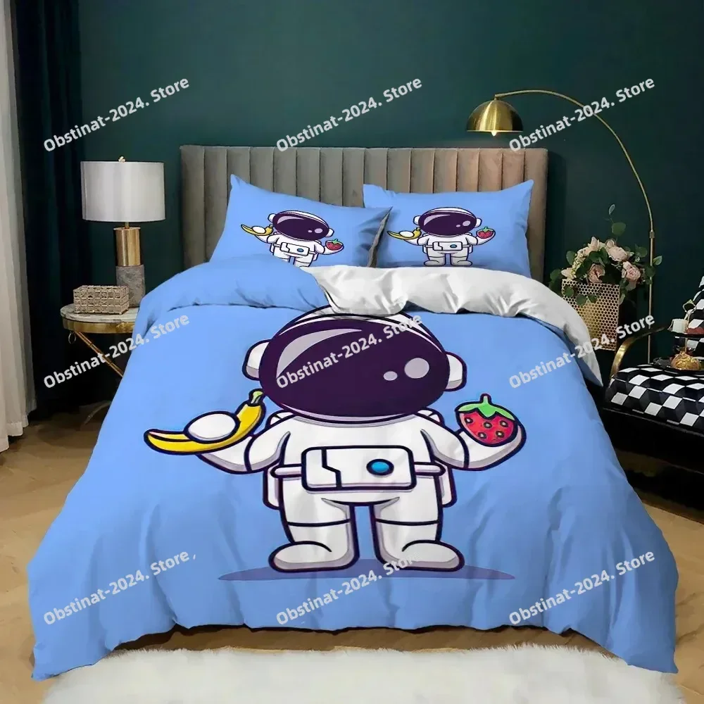

Top Astronaut Duvet Cover King Size Cartoon Astronaut Star Moon Pattern Bedding Set Microfiber Space Theme Full Twin Quilt Cover