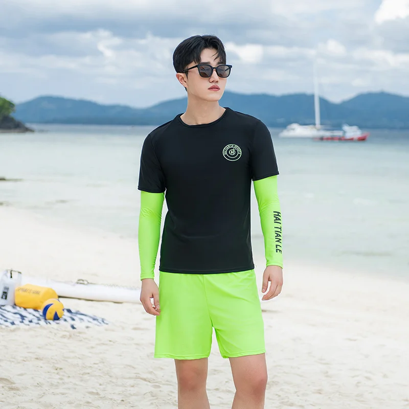 Couples Rash Guards Men Women UV Sun Protection Long Sleeve Fluorescent Patchwork Rashguards Tops & Bottoms Full Suit Surf Swim