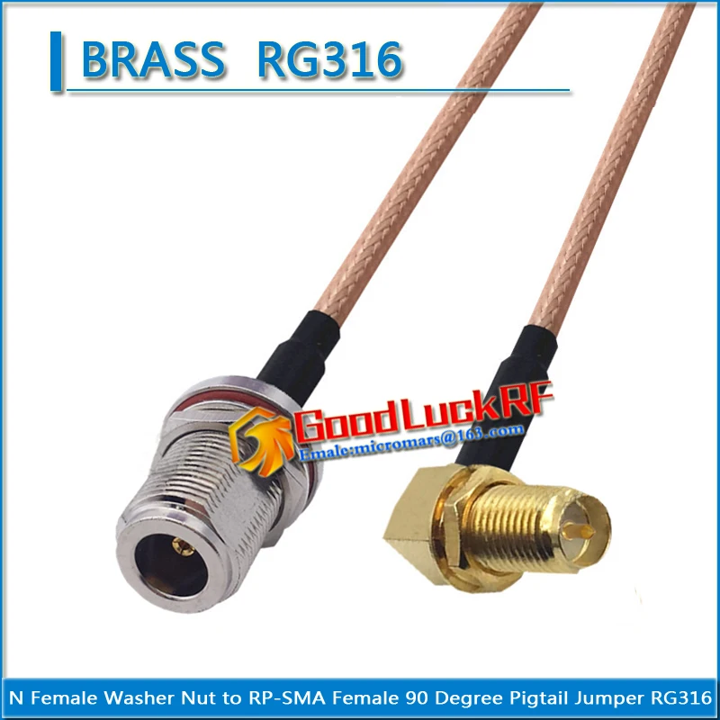 

N Female O-ring Bulkhead Nut to RP-SMA RP SMA Female Washer Nut Right Angle 90 Degree Coaxial Pigtail Jumper RG316 extend Cable