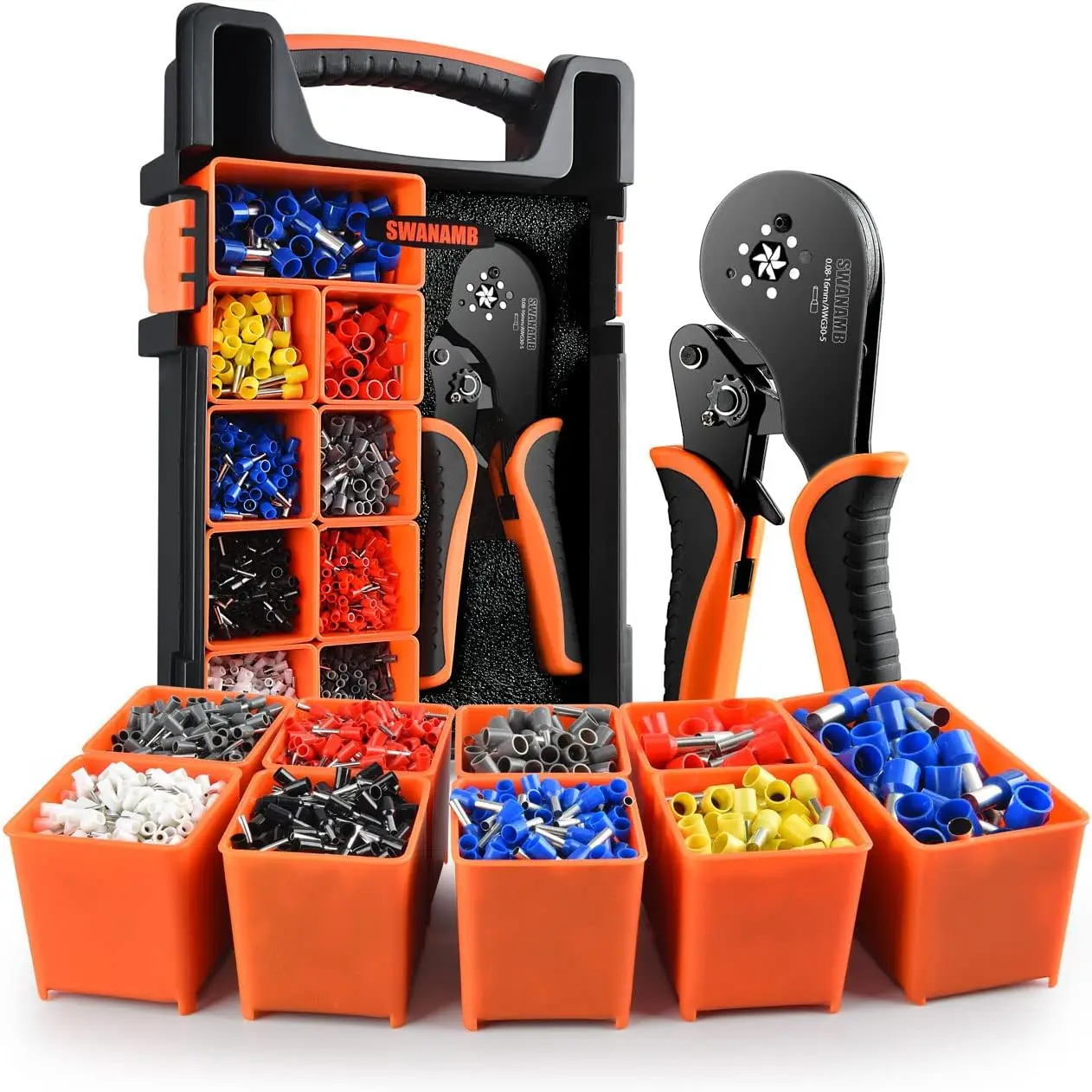 Self-Adjusting Wire Ferrule Crimper Kit with 1800 Terminals for AWG30-5 Range