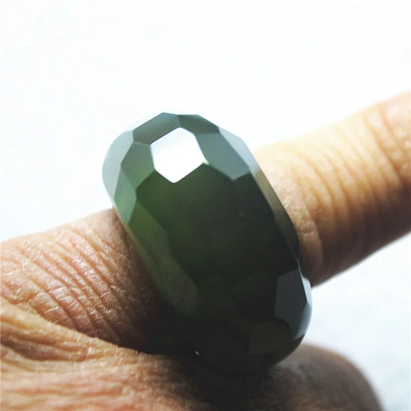 1PC Natural Green Jade Gemstone Ring - Adjustable Finger Wearring 13mm Hole Diameter Three Color Options Free Shipping