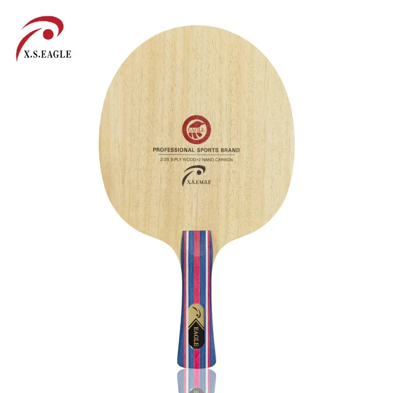 EAGLE Z-2S Table Tennis Blade 5 Wood + 2 Carbon FL/CS Z-2S Strong Power Ping Pong Paddle with Thin Handle for Offensive Play