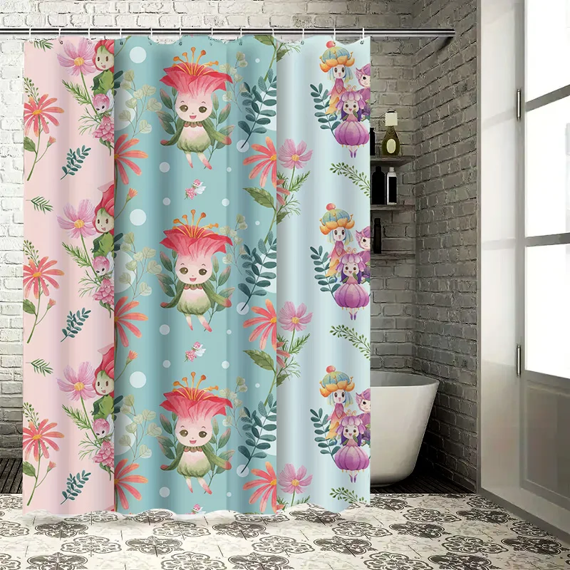 

Floral Bathroom Shower Curtain Pink, Blue, Green White Flower Printed Shower Curtains for Home Decoration Size 180cm x 240cm