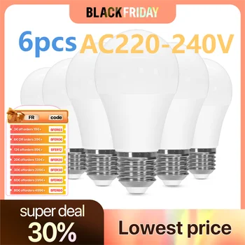 6 個 LED 電球 E27 エジソンネジ電球 220V 60W 相当 9W 900lm ウォームホワイト 3000K クールホワイト 6500K ES ネジ電球
