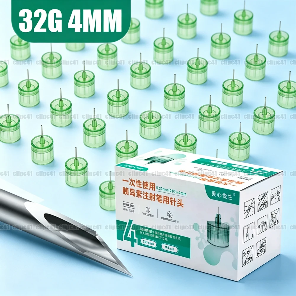 100Pcs Low Pain 32G 4mm Insulin Pen Needles For NovoPen HumaPen Ultra-Thin Fine Gauge Insulin Needles Insulin Injector Diabetes