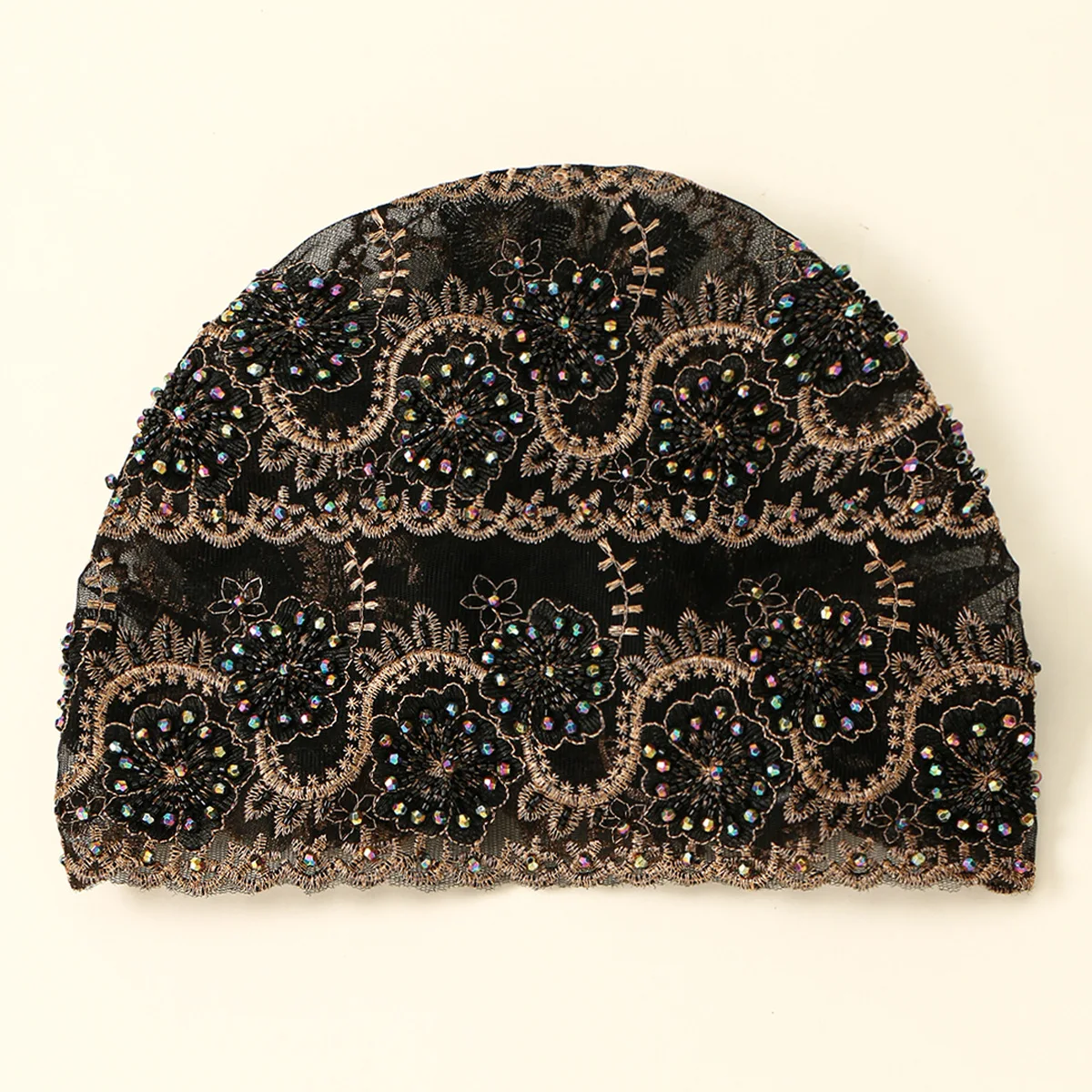 

Мусульманская кружевная шляпа, шапки из сетчатой ткани, тюрбан из бисера, алмазная нить, вышитый капот, шляпа от выпадения волос, арабский женский тюрбан Mujer