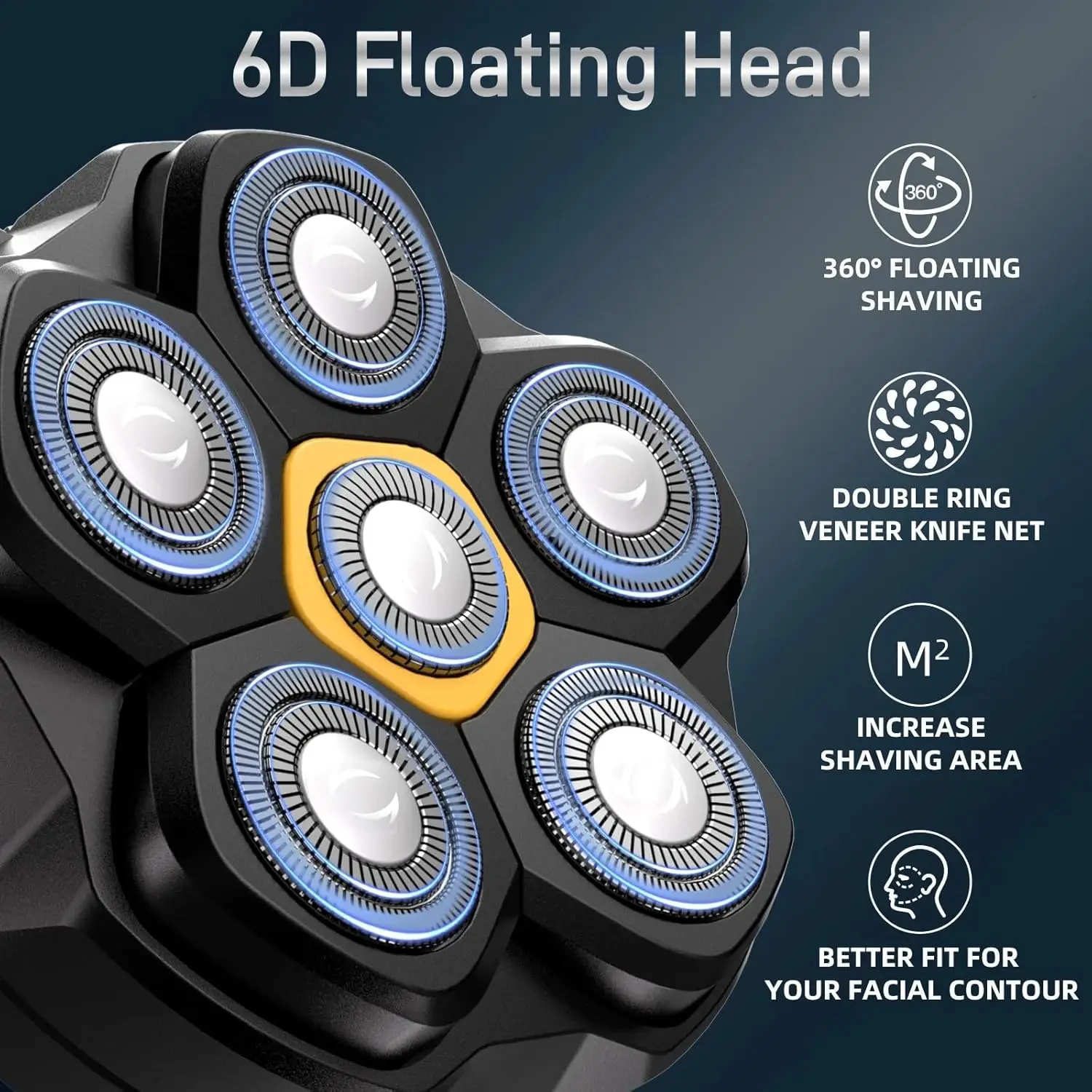 Replaceable Blade for FK-8750 Head Shaver 6D Magnetic Razor Head Waterproof Stainless Steel Razor Blade for Head Shavers