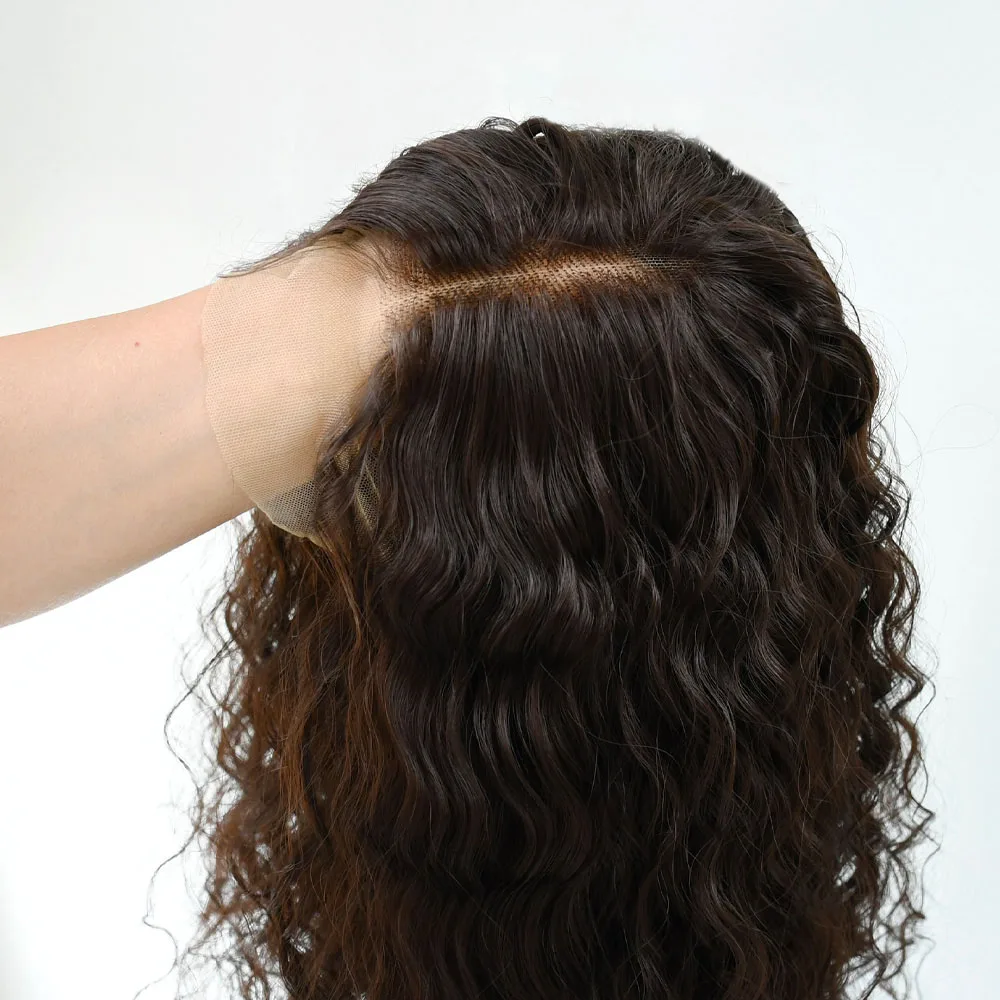 

Dark Brown Wig Loose Deep Wave Frontal Wig Curly Wave 13x4 HD Lace Wig Synthetic High Quality Heat Resistant Daily Wear