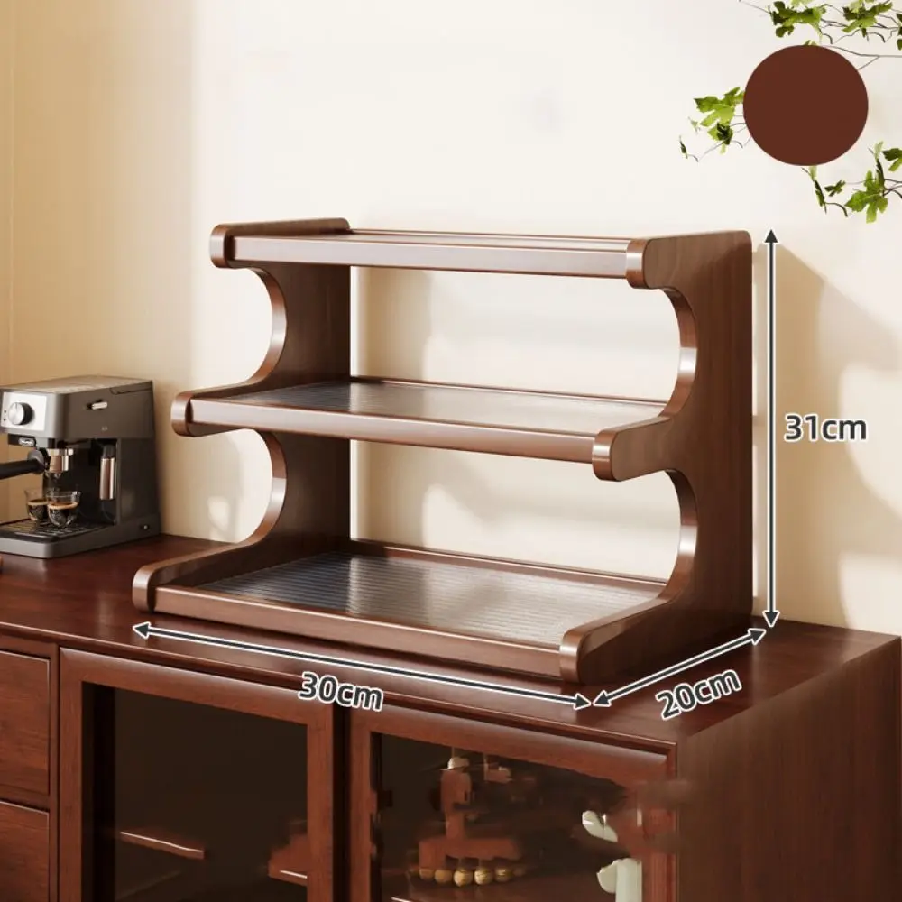 Simple 2/3 Tiers Desktop Storage Rack Compact Space-saving Wood Tabletop Stand Multi-functional Sturdy Desk Bookshelf Seasoning
