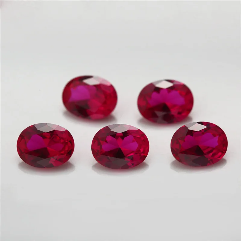 

Size 2x4mm~10x12mm Oval Cut 5# Red Rubys Synthetic Corundum Gems Stone For Jewelry DIY Making