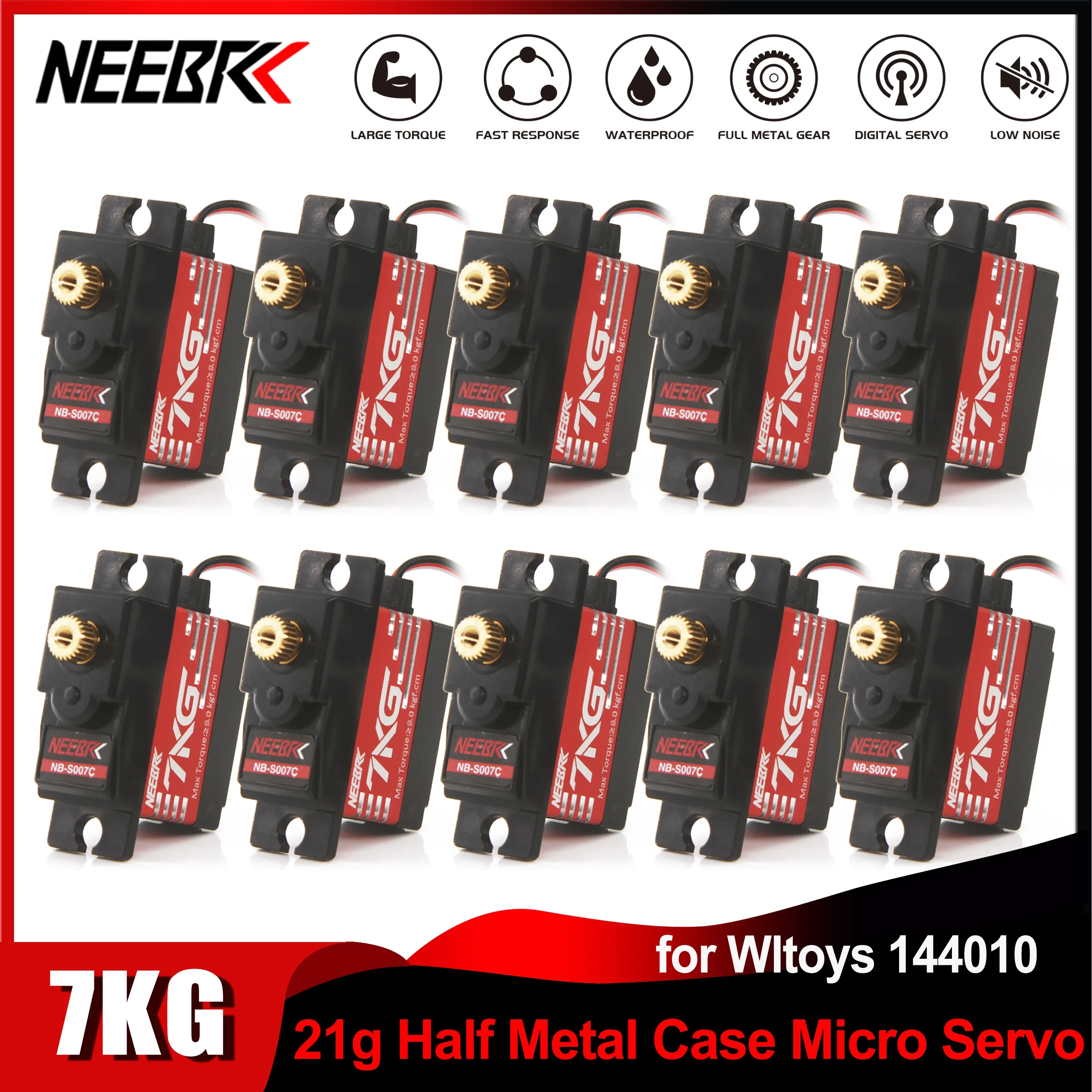 

1/5/10pcs NEEBRC 7KG Waterproof 21G Metal Gear Case Micro Servo for 1/18 1/16 RC Car Wltoys 144010 MJX Hyper Go 14209 14210