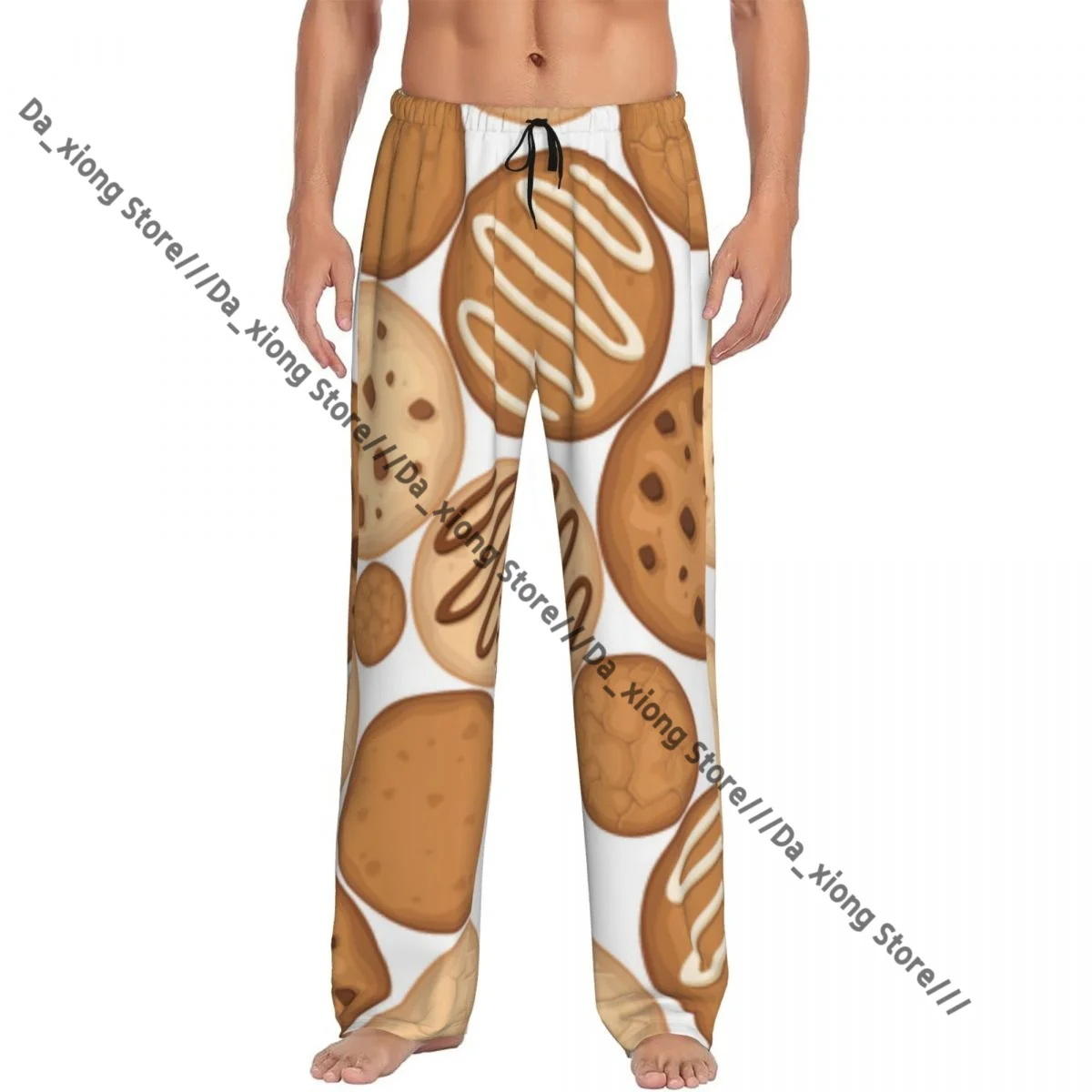 

Men Sleep Bottoms Male Lounge Trousers Men's Various Cookies Background Pajama Pants