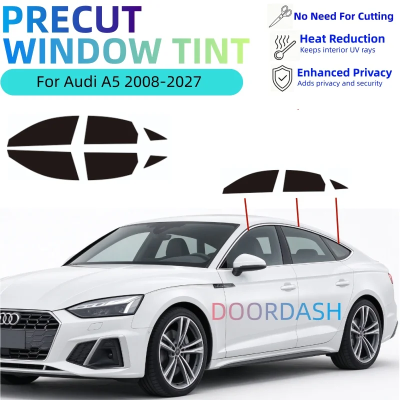 Pre‑Cut Nano‑Ceramic Window Tint For Audi A5 Sportback S5 RS5,4 Doors+Quarter Windows,UV IR Heat Blocking Privacy PET Film