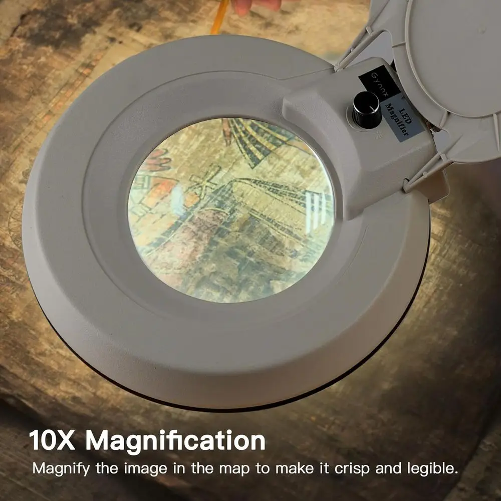 Lupa iluminada 10X com braçadeira ajustável e suporte para trabalho detalhado