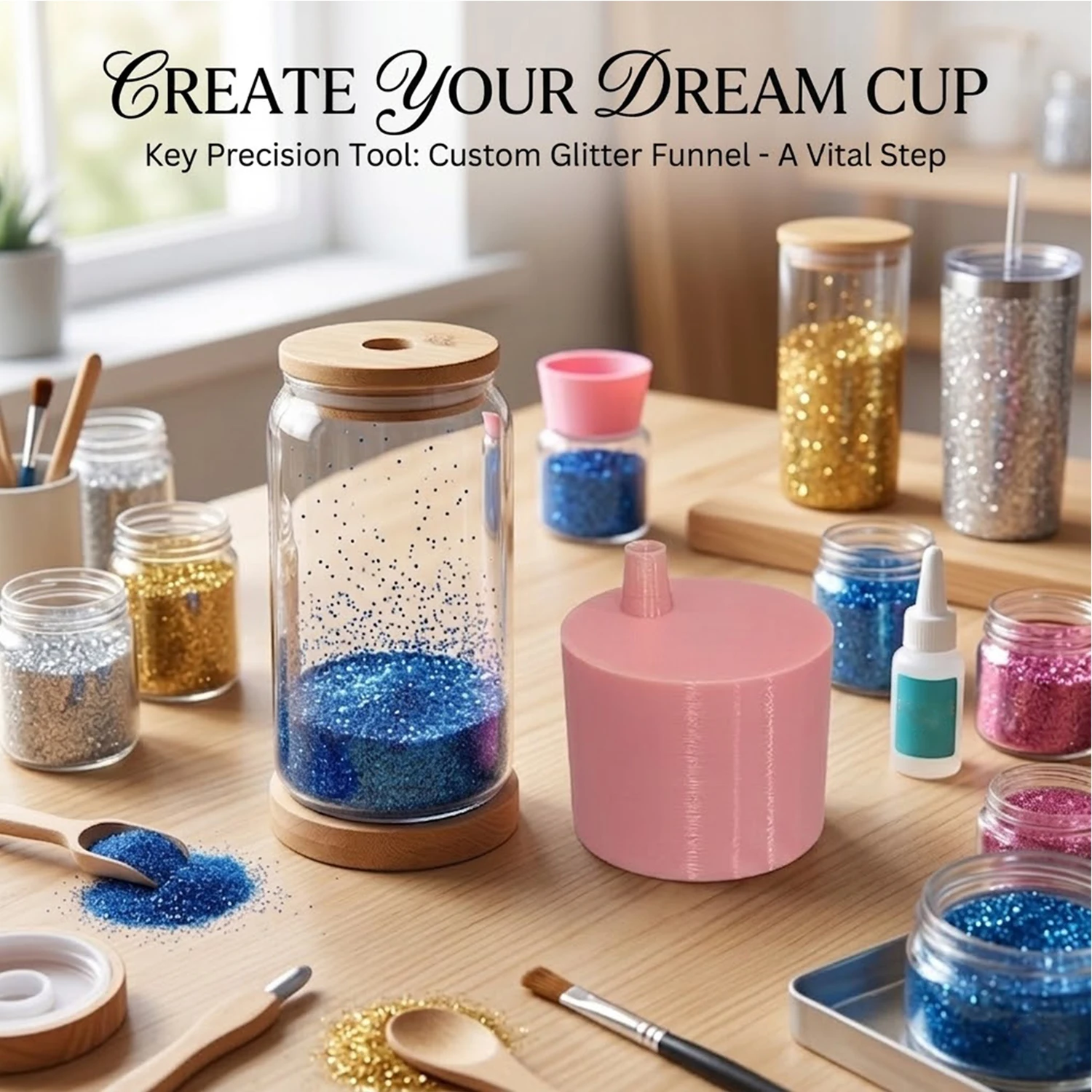 Upgraded Large Glitter Funnel for Snow Globe Tumblers, DIY Tool to Add Glitter to Cups, Making Accessories (Cups Not Included) view 4