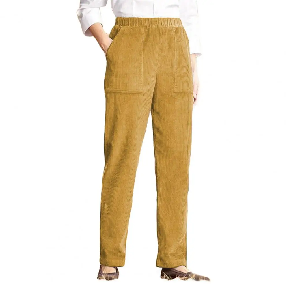 

Свободные женские брюки, эластичные повседневные широкие брюки со средней посадкой и карманами, однотонные брюки для отдыха