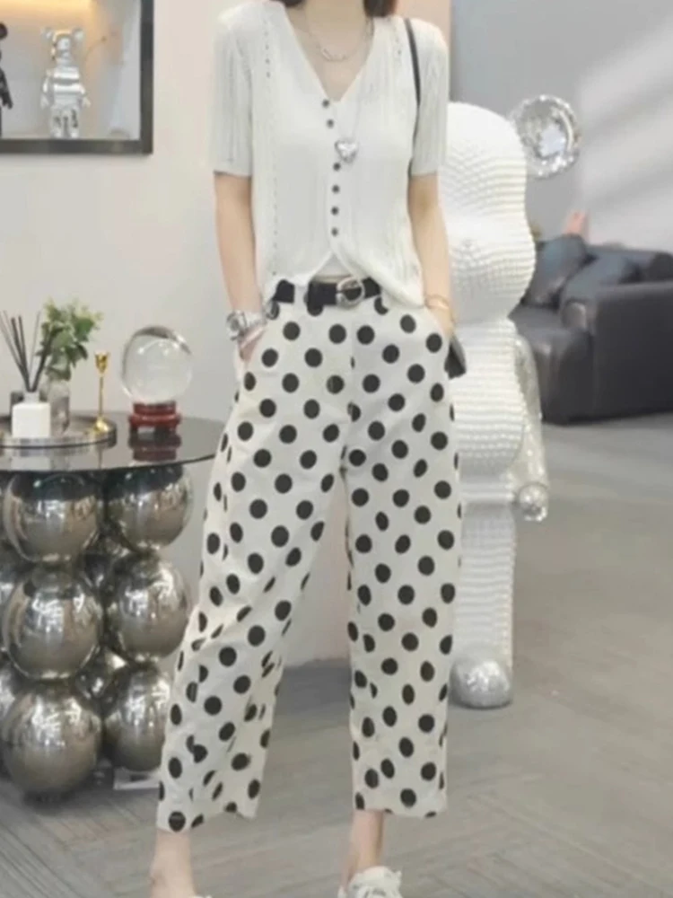 Корейский вязаный кардиган с v-образным вырезом, повседневный свободный женский топ ort Sve Faionable для отдыха, возрастной женский топ