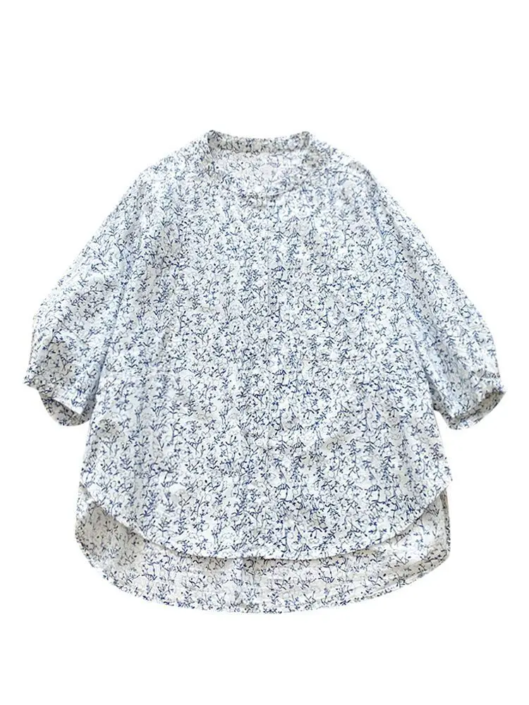 

Round Neck Printed Top Women's 2025 Summer New Korean Style Design Loose Mid Sleeved Shirt