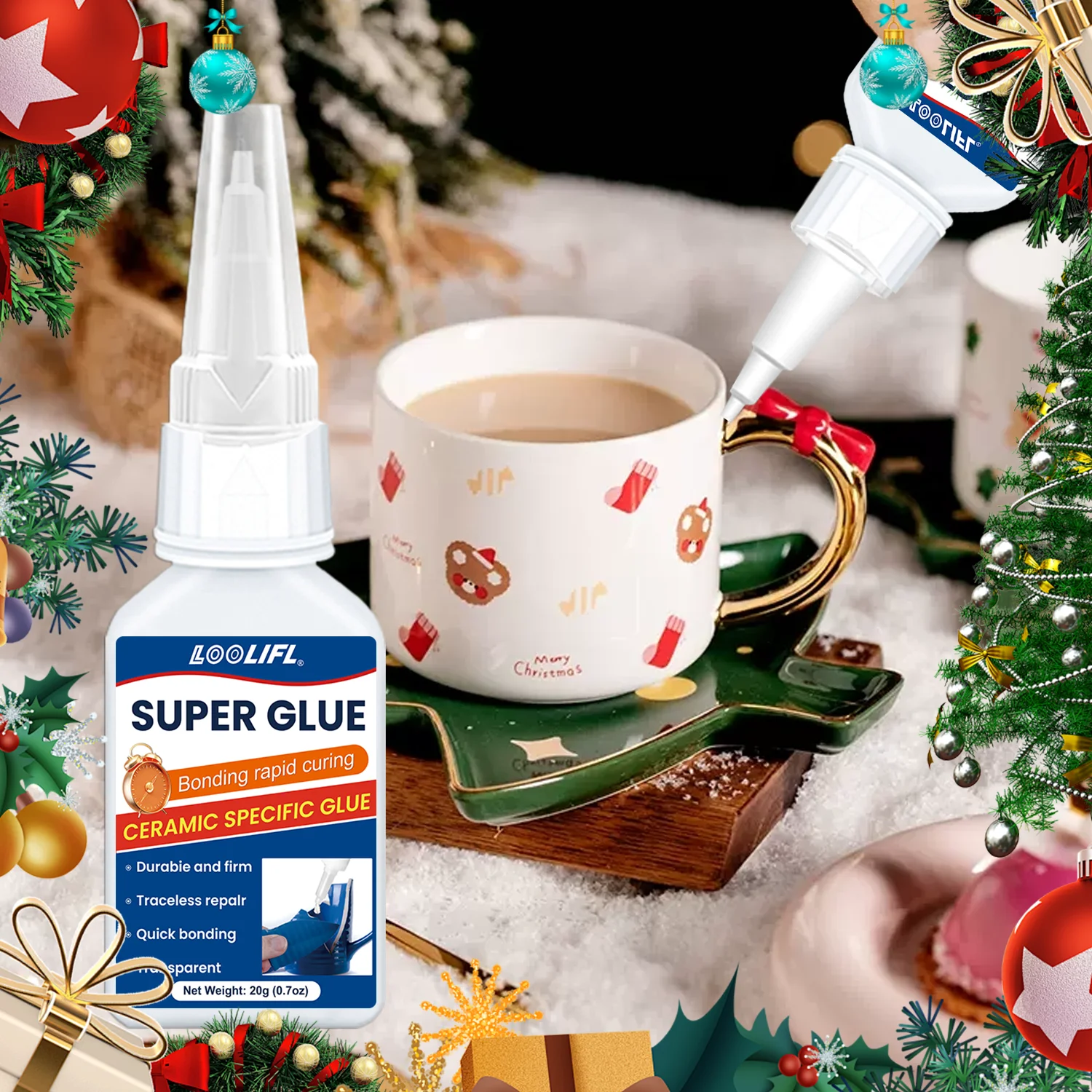 

LOOLIFL Super Glue for Ceramics: Anti-Clog Precision Nozzle, Strong Adhesion & Durable Seal