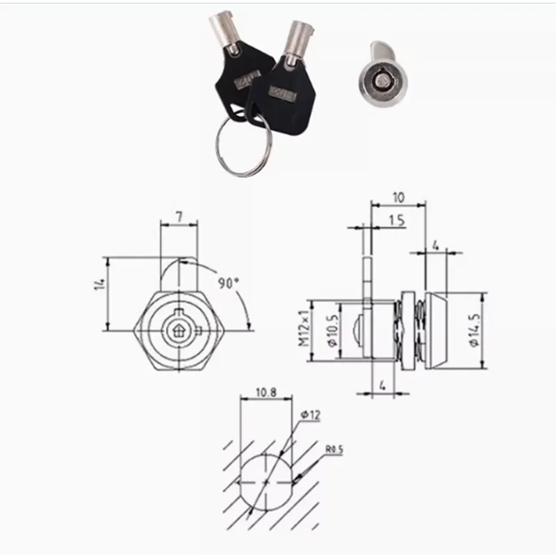 Small sized cylindrical lock used for advertising machine toolbox equipment cabinet door micro cam lock