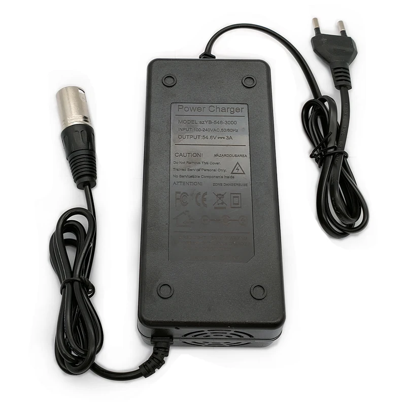 Original 54.6V 2A Lithium Battery Pack Charger 48V 2A battery charger Built in cooling fan with XLR Interface for battery