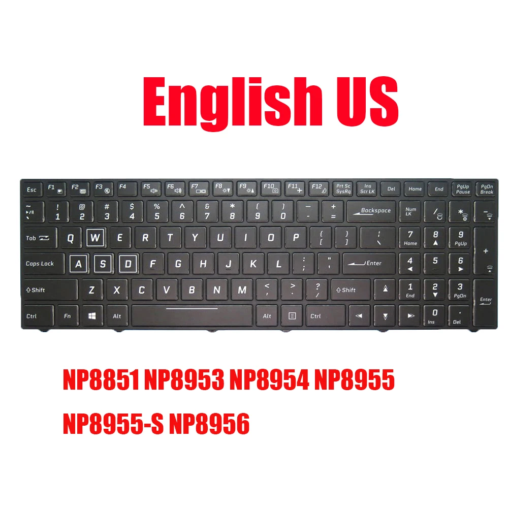 Laptop Keyboard For Sager NP8851 NP8953 NP8954 NP8955 NP8955-S NP8956 P955ER P955EP6 P955ER P955ER P955ER P950EF English US New