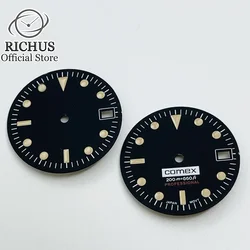 RICHUS 28.5mm NH35 dial with date window black watch dial fit NH35 movement