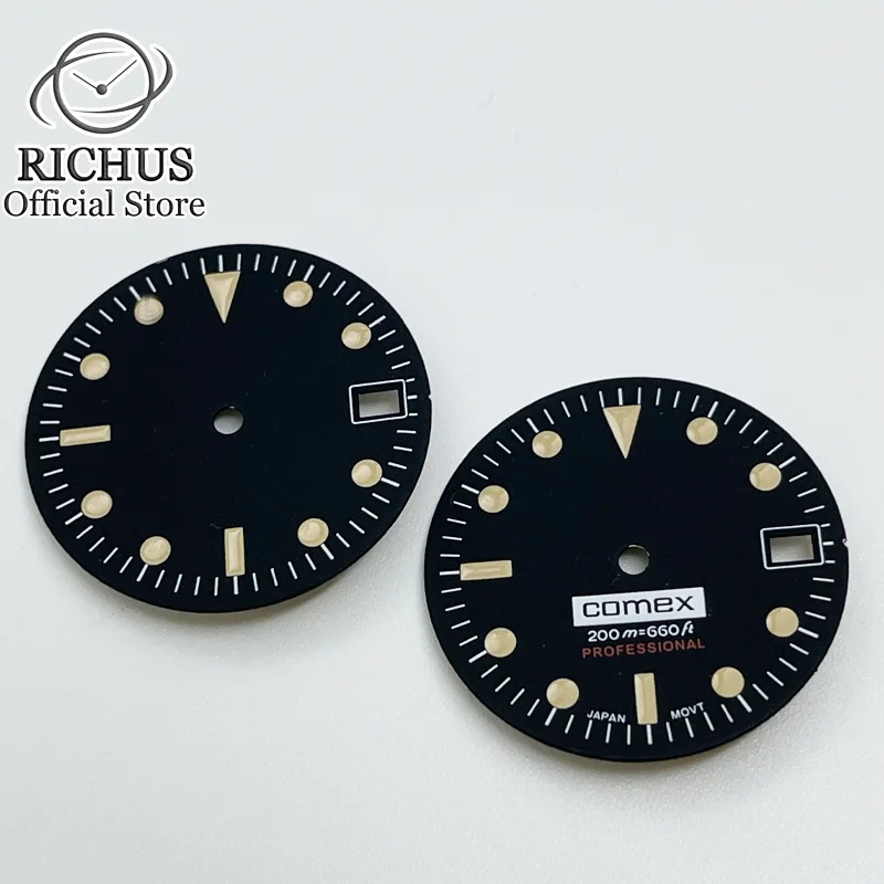 28.5mm NH35  dial with date window  black watch dial fit NH35 movement