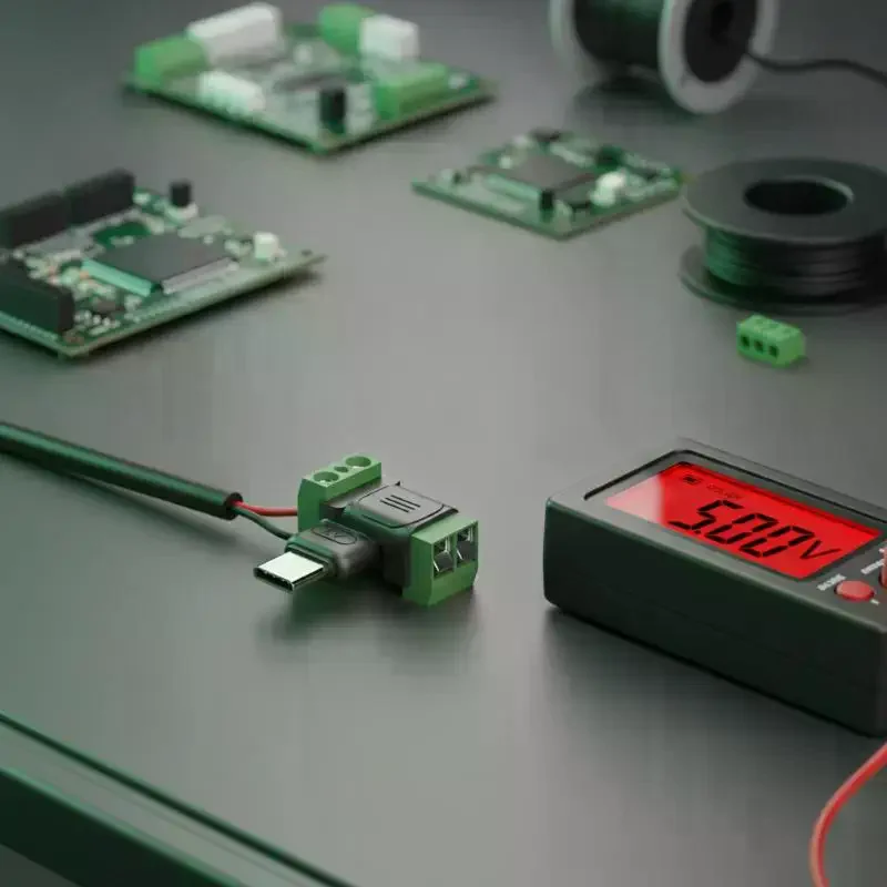 5V Solderless USB C to 2-Pin Terminal Block | Screw Terminal Charging Connector & OTG Adapter