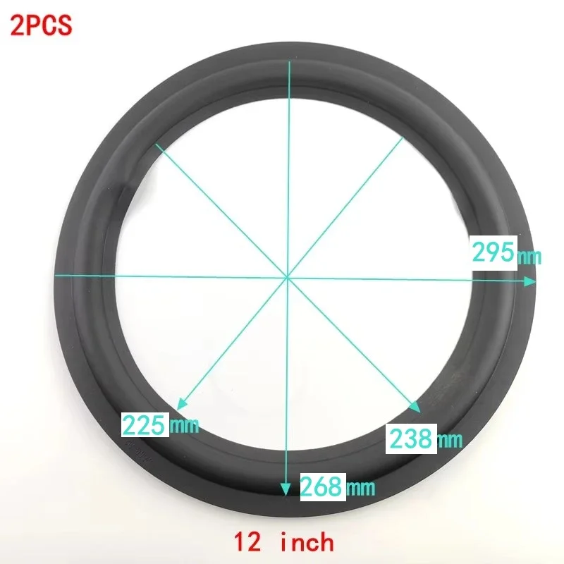 2Pcs 12 Inch Speaker Rubber Repair Suspension Surround 295mm Folding Ring Full Range Woofer Speaker Replacement Rubber edge