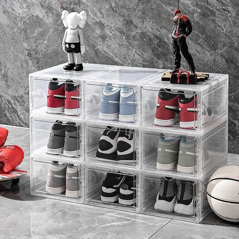 1Pc﻿ Antioxidant Shoe Cabinet High Transparent Stackable Slippers Sneakers Storage Shoes Box Dustproof Shoe Organizer Box