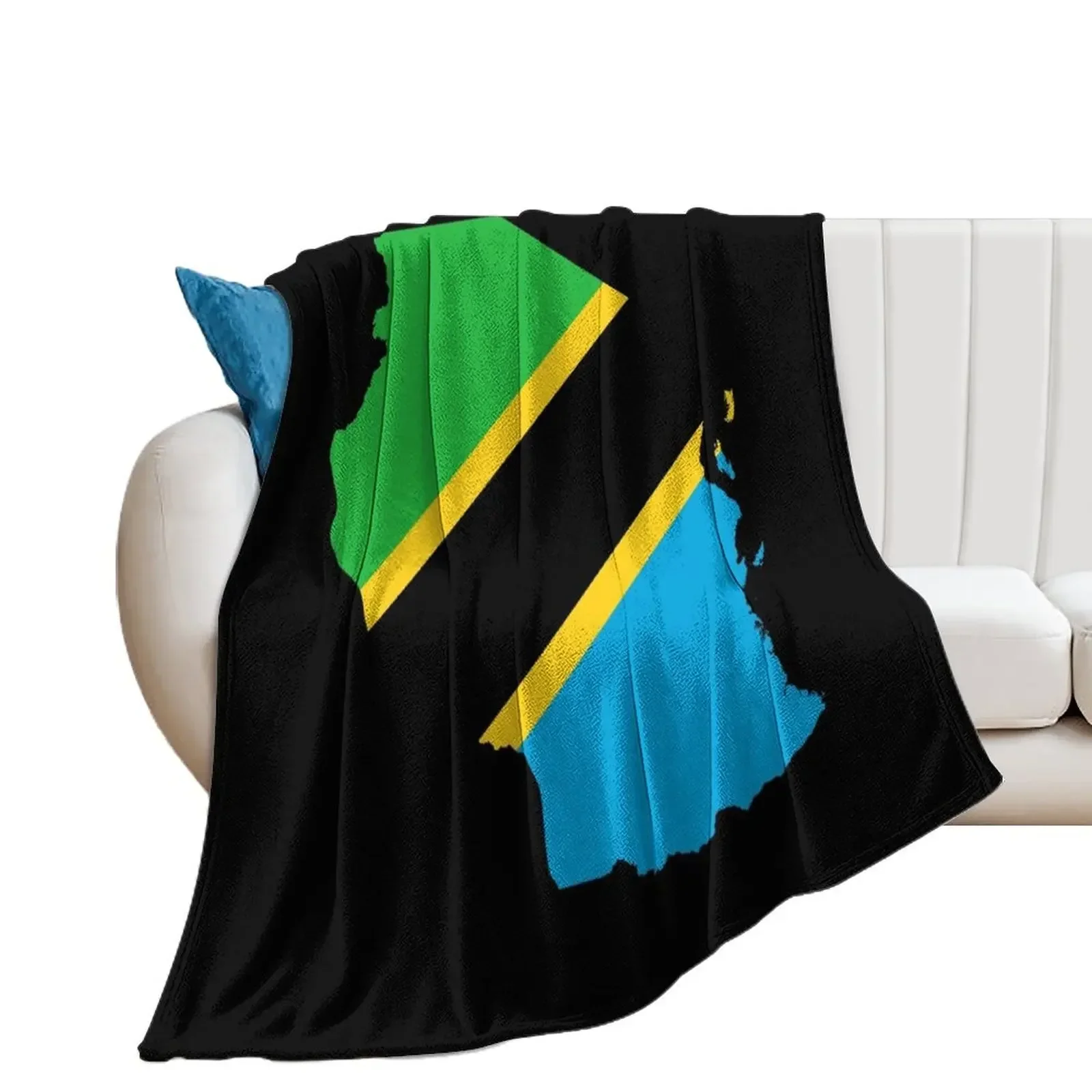 

Flag Map of Tanzania Throw Blanket christmas gifts Thermal Custom Blankets