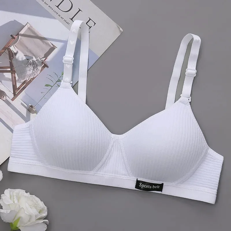 Pure Cotton Underwear Without Steel Rings, Ab Cup Bra, Small Chest, Thin Style, Gathered To Prevent Sagging in Summer Women Bra