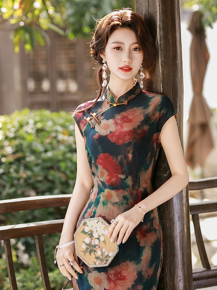 

Женское винтажное платье в стиле ретро с тематикой Китайской Республики, весенняя новинка, большие размеры, для женщин среднего возраста