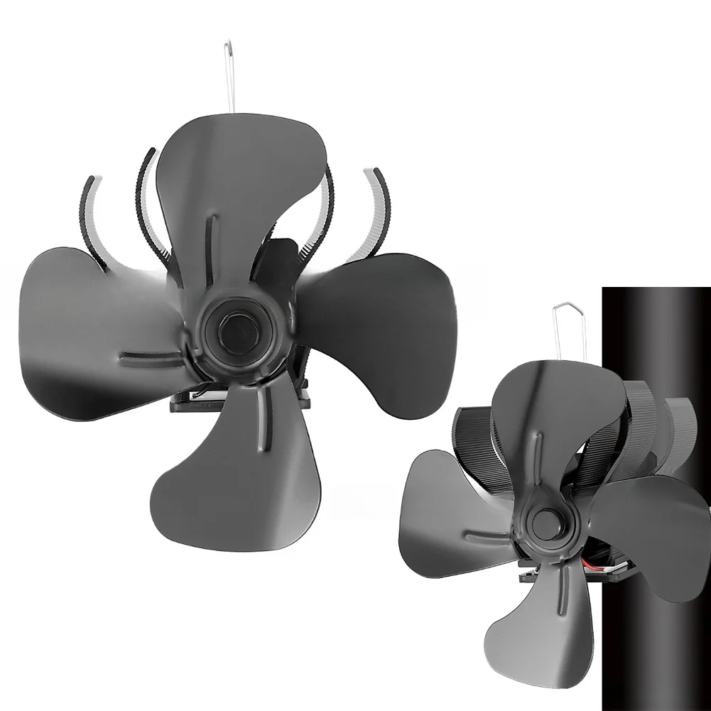 1Pc 4 Clip-On Fireplace Fan Metal High Temperature Heat Powered Stove Fan For Wood Burner Home Heating Air Circulation