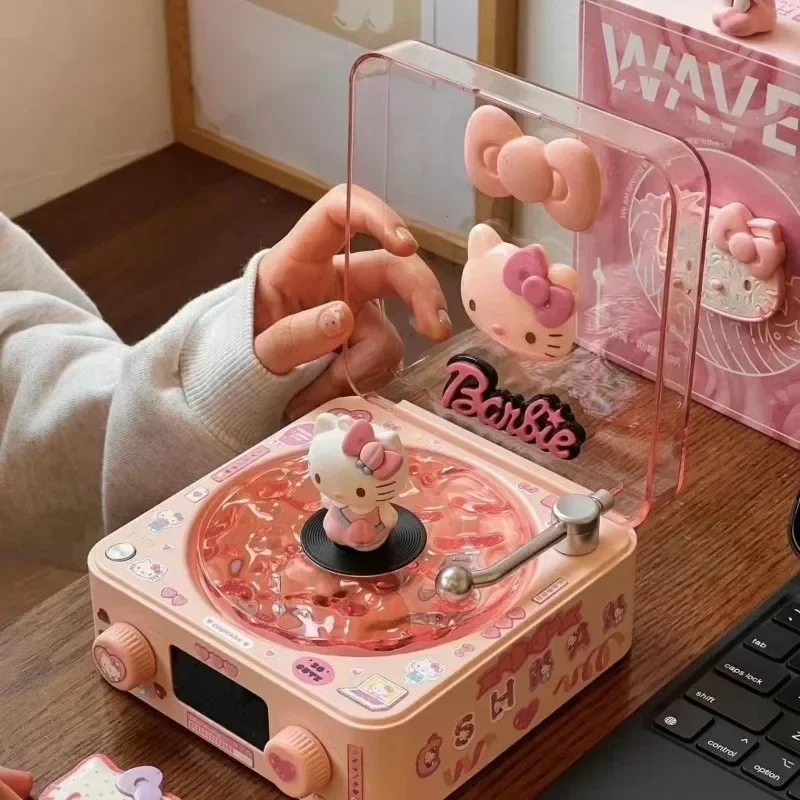 Novo olá kitty alto-falante bluetooth kawaii pochacco anime acessórios portátil luz rgb decoração de mesa meninas presente do feriado