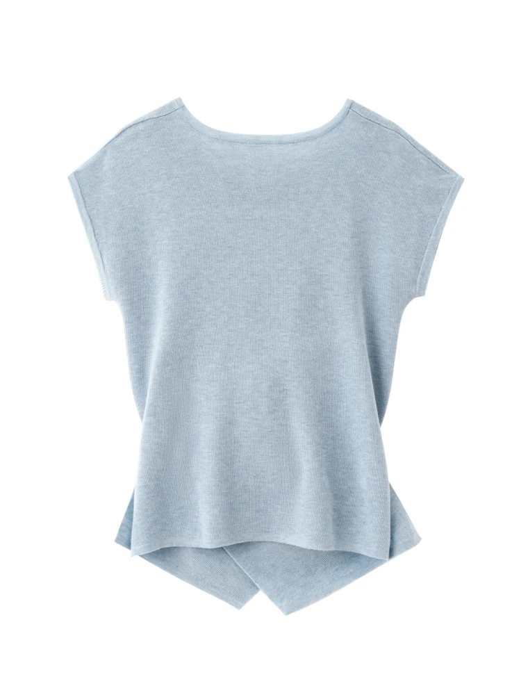 

Летняя трикотажная футболка ort Sve, женская модная дизайнерская футболка с перекрестной талией, облегающий топ, нерегулярный корейский топ для поездок на работу и ветер