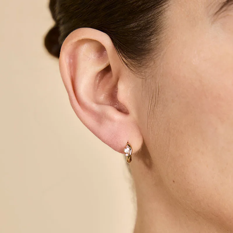 

S925 sterling silver women's earrings gold-plated zircon heart-shaped irregular fashion jewelry party accessories