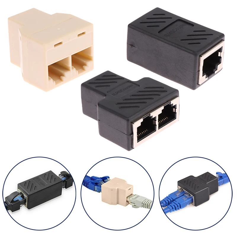 1 ถึง 2 Way RJ45 Splitter สําหรับสาย LAN Ethernet, Cat5/Cat6 ตัวเชื่อมต่อเครือข่าย, Interface Extender Coupler