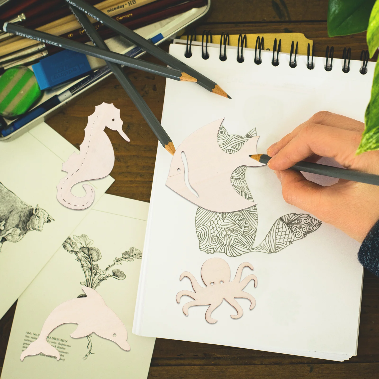 

28Pcs Unfinished Ocean Animals Wood Cutouts Double Sided Painting DIY Crafts Home Decor Wood Cutout DIY Wooden Cutout