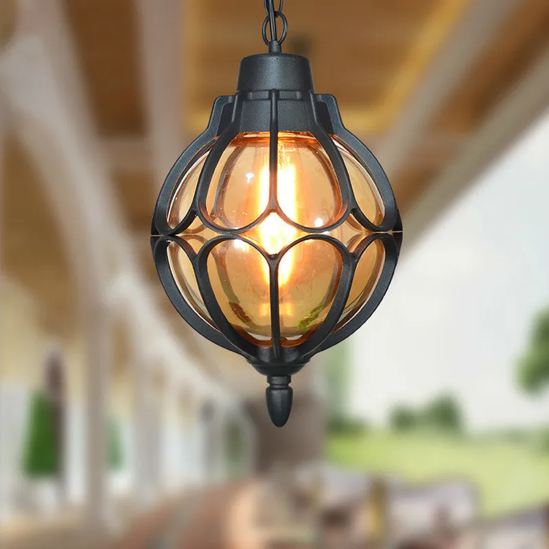 Szkło Vintage żyrandole na zewnątrz lampa wisząca balkon winogrono wodoodporna aluminiowa żarówka ogrodowa lampa wisząca na poddaszu