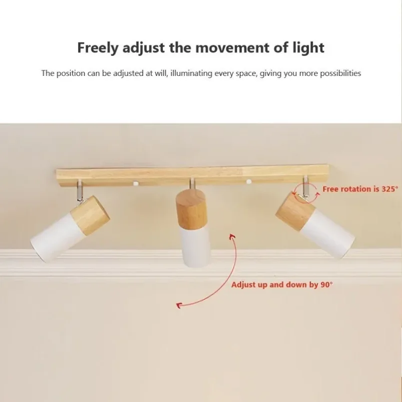 Nordic Wood Ceiling Mounted Lights for Cloakroom Hallway Aisel Rotate Adjustable Spotlight Wooden Decoration Lamp Lighting